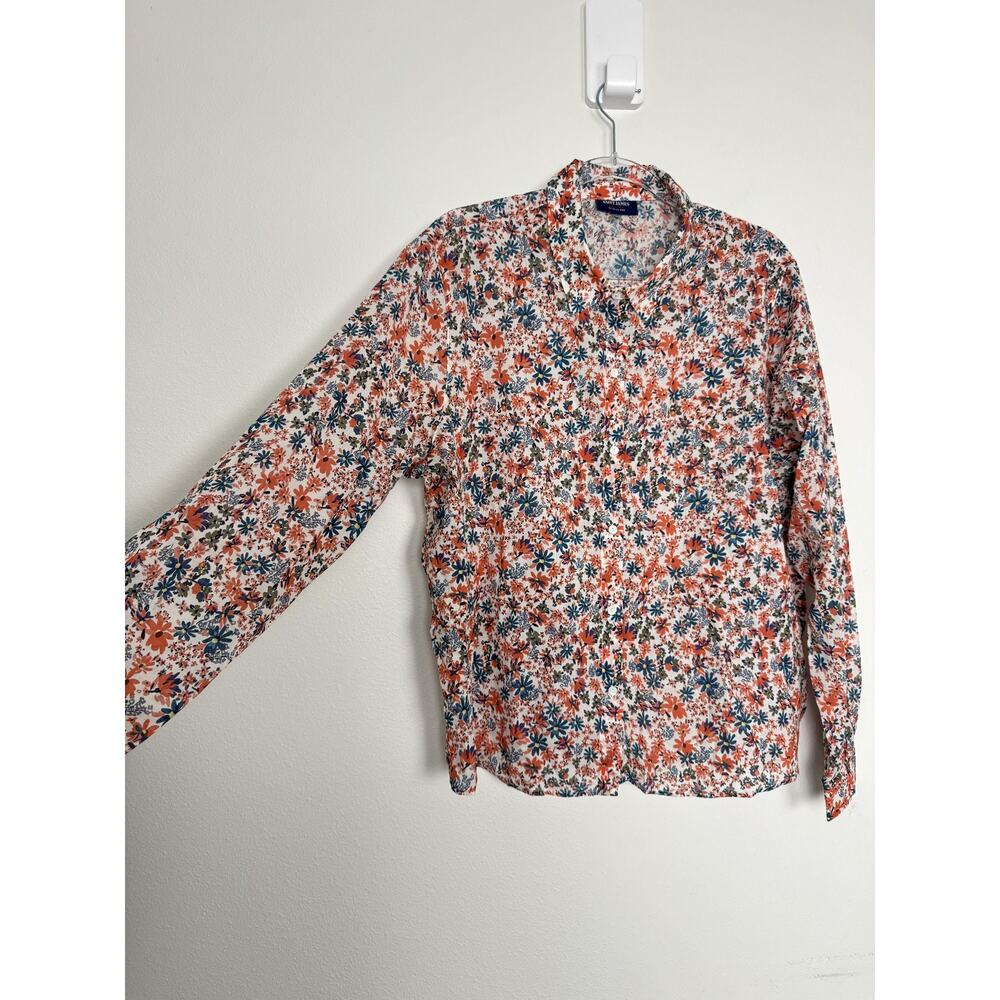 Saint James Top Shirt Womens M/L Floral Button Front Cotton Blousev - Picture 4 of 12